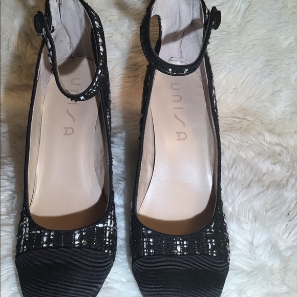 Unisa black/white/gold ankle strap shoes - Picture 5 of 10